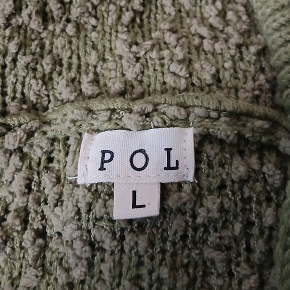 POL Sweater L Hooded Oversized Olive Green Popcorn Knit - Picture 8 of 10